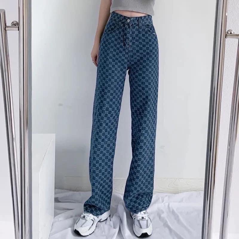 GUCCI Jeans quần ống suông lưng cao hot hit hàng cao cấp