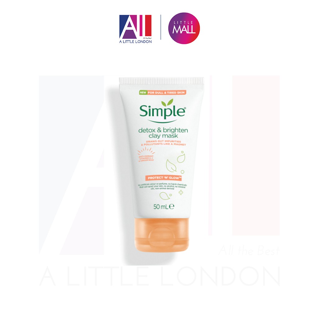 [TOP 1 SHOPEE] Mặt nạ đất sét thải độc, sáng da Simple Protect 'N' Glow Detox &amp; Brighten Clay Mask 50ml (Bill Anh)