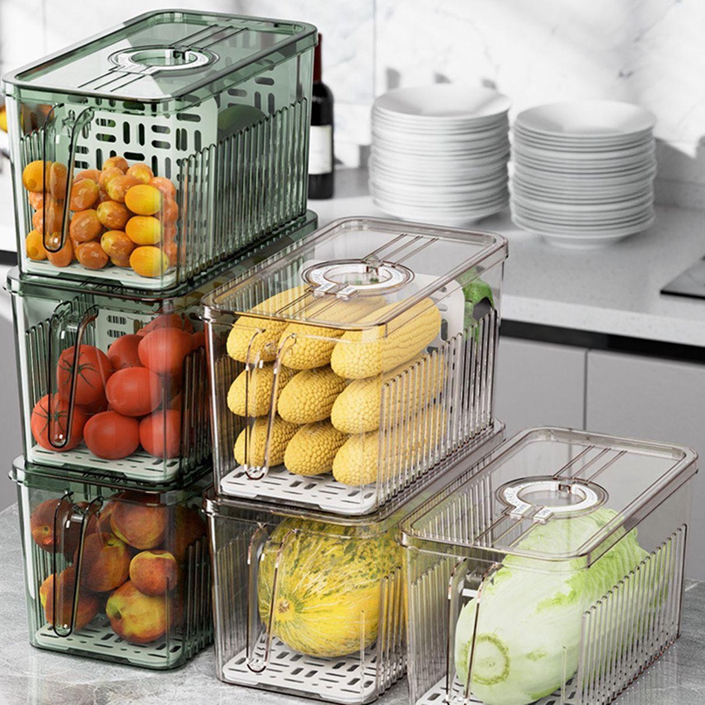 YIYU 1 Ngăn Kéo Tủ Lạnh Trong Suốt Thân Thiện Với Môi Trường Chống Trượt Có Tay Cầm