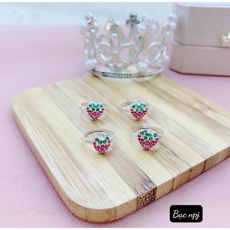 Nhẫn cho bé, nhẫn bạc quả Dâu Tây cho bé yêu , Bạc Ta  - bạc Npj