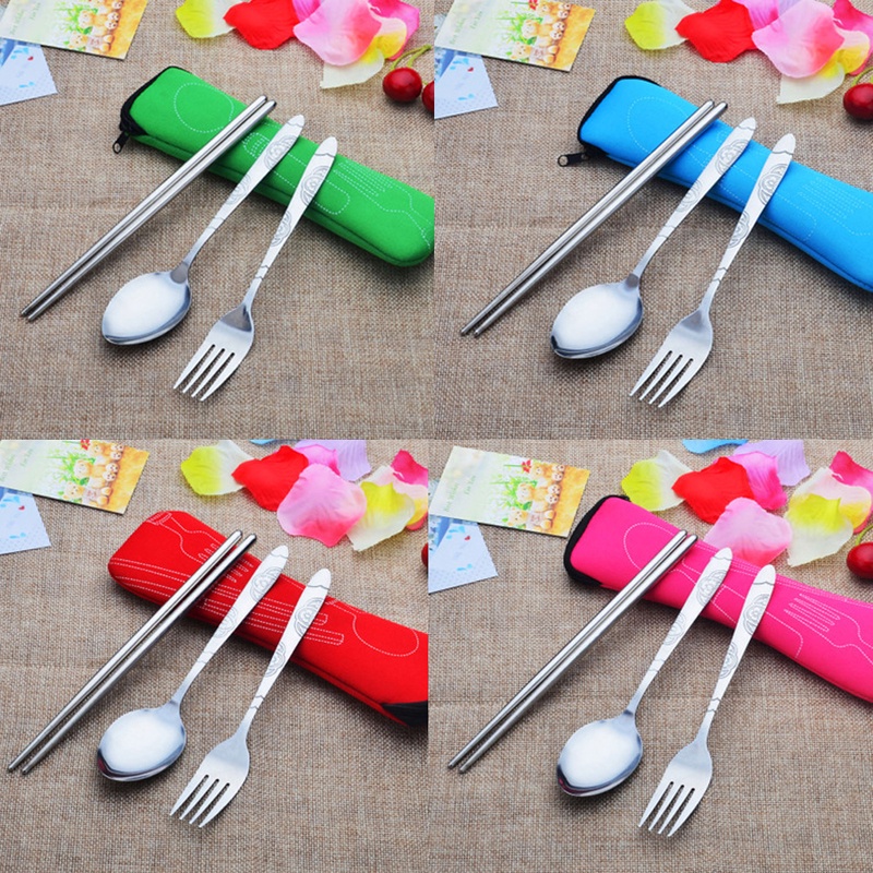 1 Bộ Dụng Cụ Ăn Bằng Thép Không Gỉ 3 Món