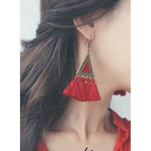 Bông tai boho du lịch, khuyên tai đi biển Vintage sắc màu rực rỡ siêu xinh Hot summer 2022