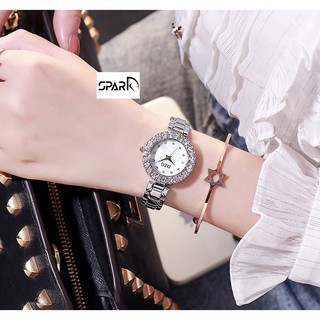 Đồng hồ nữ Dzg Dây Inox mặt nhỏ đính đá + Tặng hộp đồng hồ + Pin
