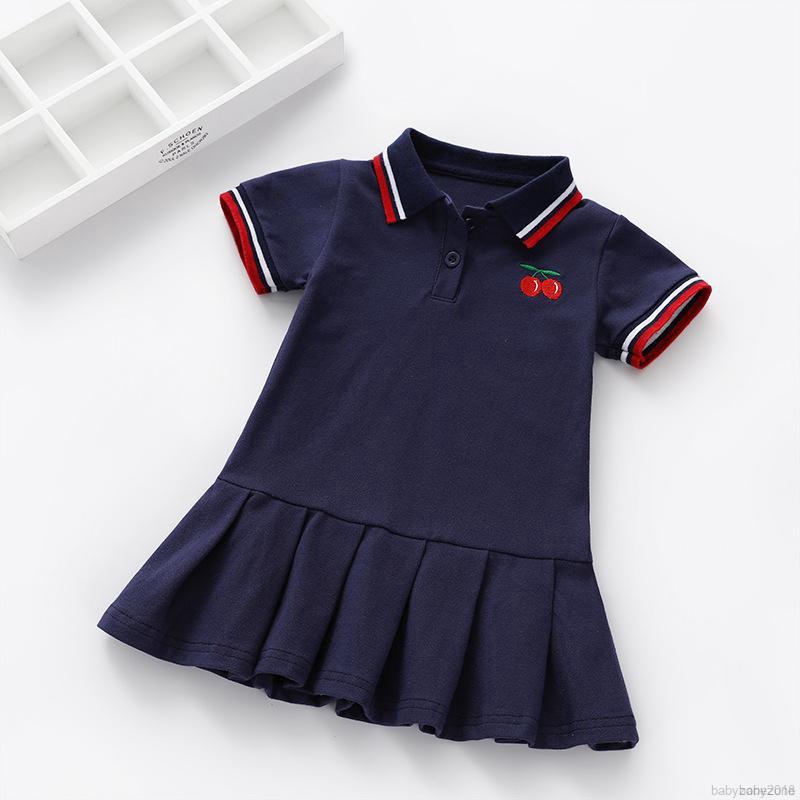 Đầm ngắn tay in họa tiết trái cherry xinh xắn dành cho bé gái