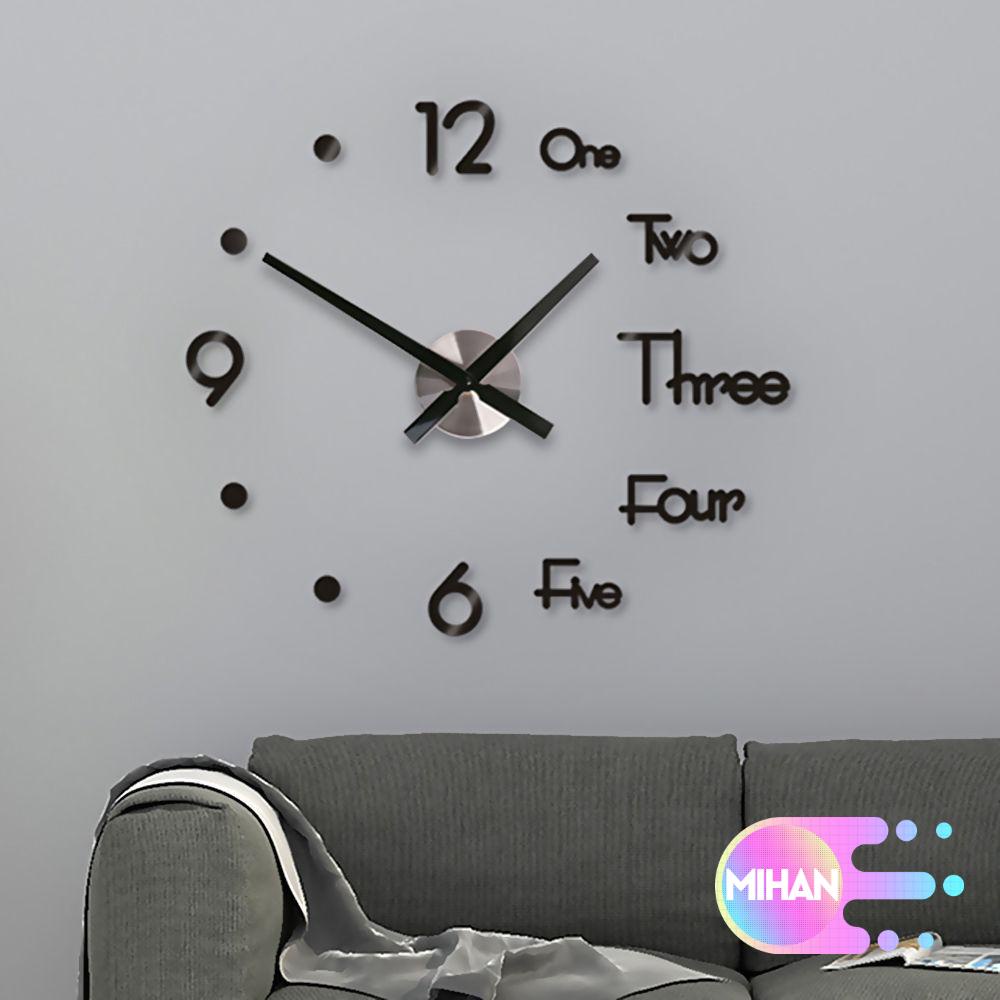 Đồng hồ dán tường mặt gương hình chữ số 3D MIHAN1 tự dính trang trí phòng khách