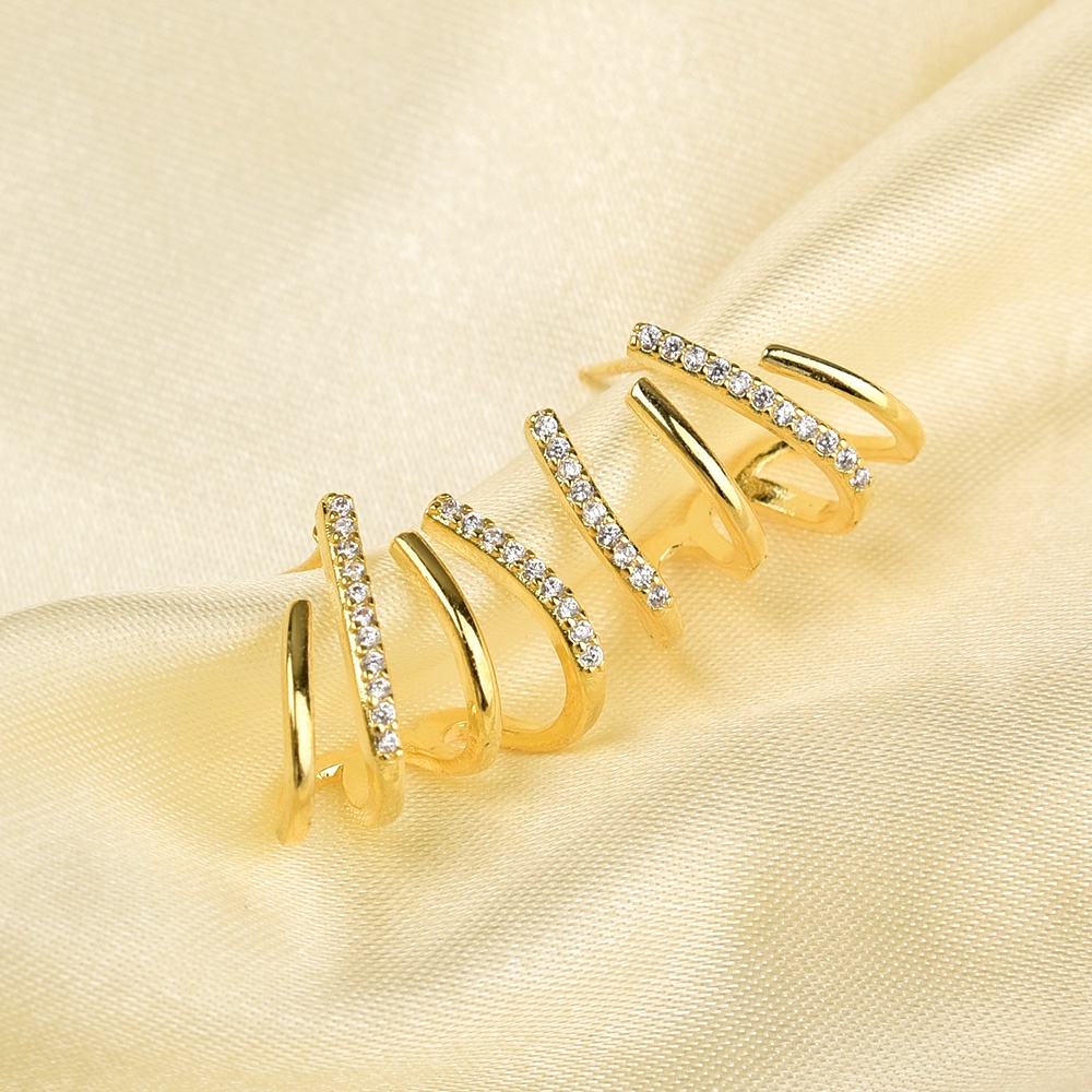 1 Đôi Bông Tai Hình Học Đính Kim Cương Giả Phong Cách Đơn Giản Cổ Điển Thời Trang Dành Cho Nữ