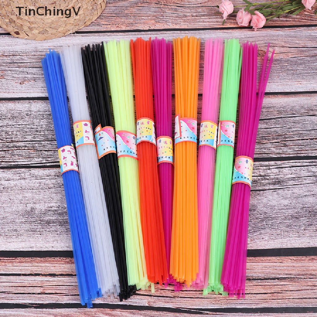 Hộp 350 Ống Hút Nhựa Trong Suốt Hình Ngôi Sao May Mắn Xếp Origami DIY Cho Bé