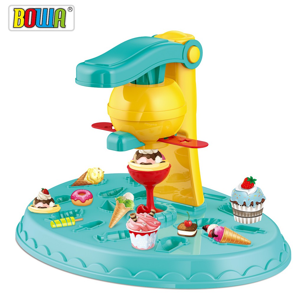 Bộ Đồ Chơi Đất Sét 21 Chi Tiết Chủ Đề Máy Làm Kem - Ice Cream maker Color Dough Set Bowa 8739