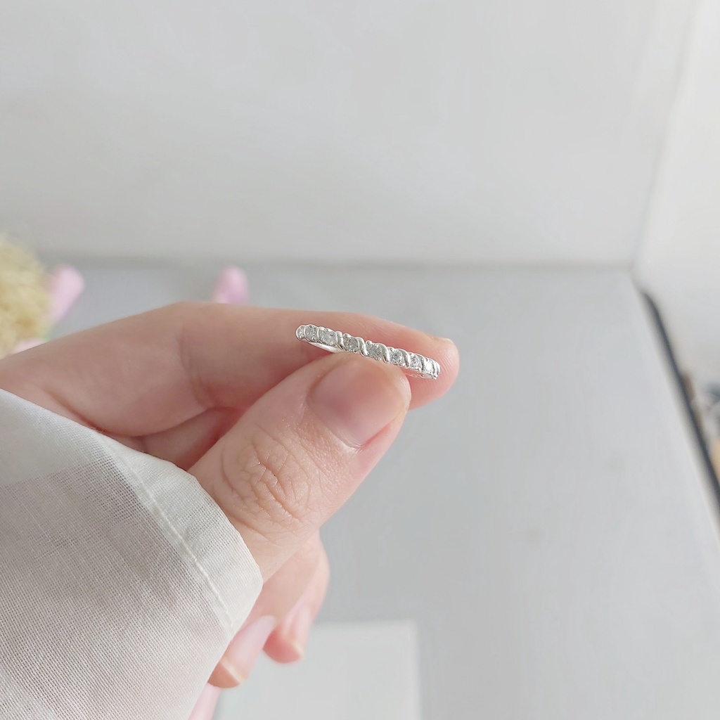 Nhẫn bạc nữ bạc 925 thật DaLiA Jewelry nhẫn bạc viền xoắn bọc đá sang trọng, đẳng cấp