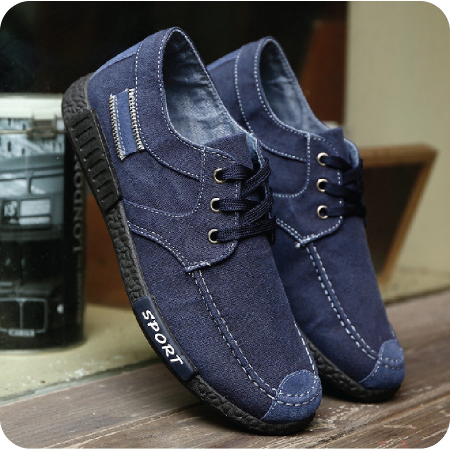 Giày Vải Màu Giả Bò Xanh Than [Folow Shop] | BigBuy360 - bigbuy360.vn
