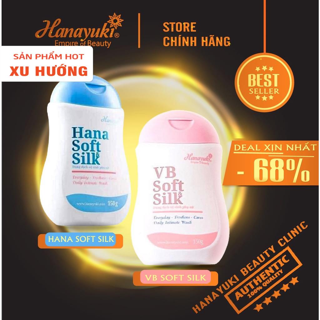 Set sỉ 2 dung dịch vệ sinh vùng kín nam nữ Hanayuki chính hãng xanh Hana Soft Silk và hồng VB Soft Silk