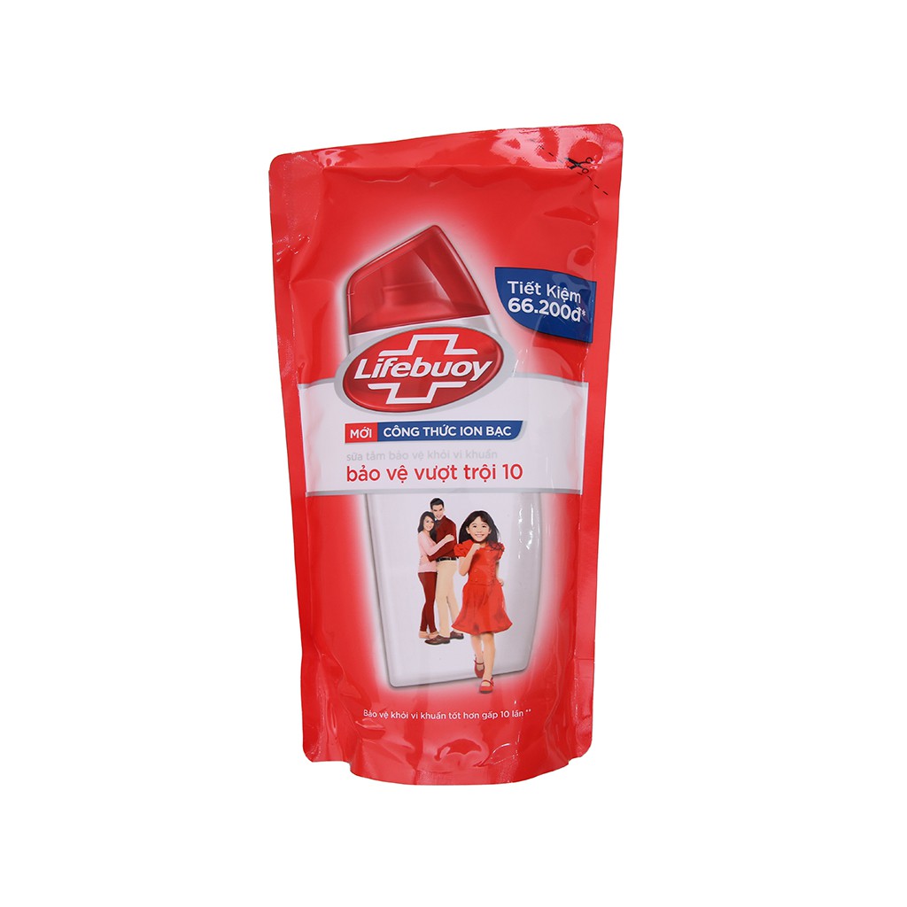 Sữa tắm Lifebuoy bảo vệ khỏi vi khuẩn vượt trội 10 lần bịch 833ml