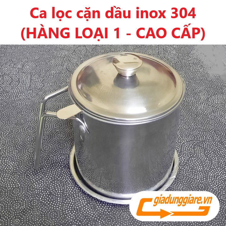 (Hàng loại 1) CA LỌC DẦU ăn INOX 304 (1200ml ) có lưới lọc cặn tiện lợi hàng cao cấp dầy dặn không gỉ sét