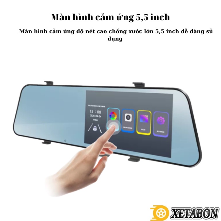 Camera Hành Trình ô tô gương chiếu hậu M5 XETABON-màn cảm ứng 5 inch Full Hd 1080P - lắp đặt dễ dàng 1đổi1 trong 1 năm