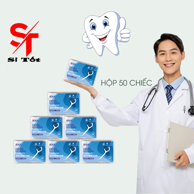 Chỉ Nha Khoa Dental Flossers Hộp 50 Chiếc Tiệt Trùng Sợi Chỉ Mảnh Chất Lượng Tuyệt Đối