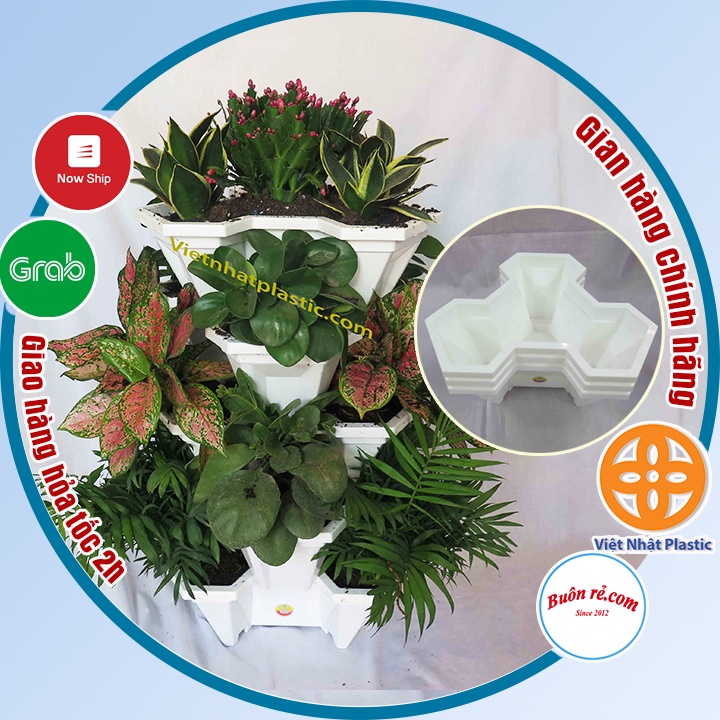 Chậu nhựa trồng cây tam giác (MS:2232) Việt Nhật, Chậu trồng hoa, rau xếp tầng tiện lợi –Buôn rẻ 01412