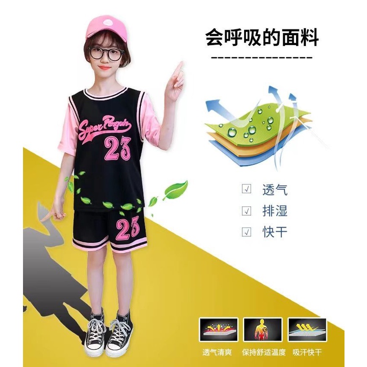 Bộ Đồng Phục Bóng Rổ Tay Ngắn Dáng Rộng Phong Cách Hàn Quốc Thời Trang Mùa Hè Mới Cho Bé Gái