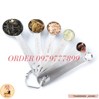 Set 6 Thìa đo lường inox, dụng cu đong đếm bằng inox sang trọng