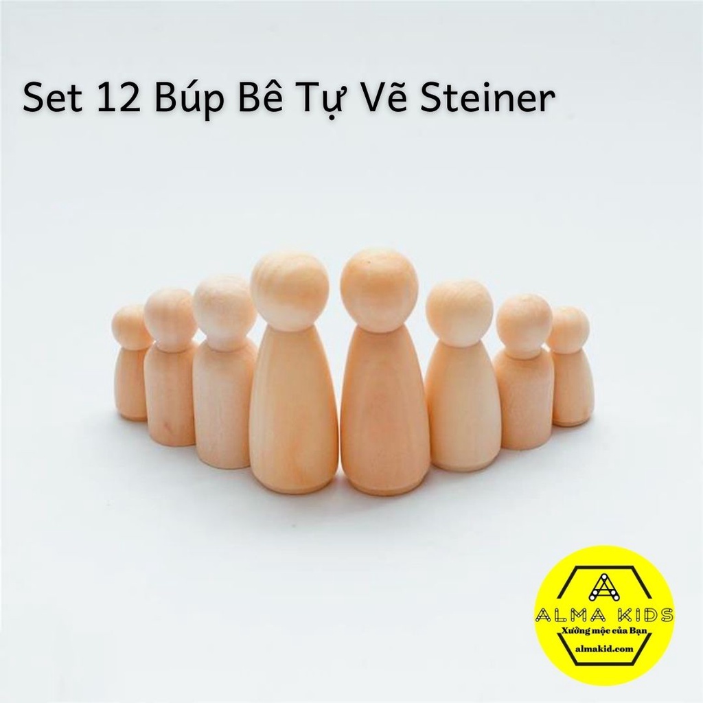Búp Bê Gỗ Tự Vẽ Đủ Size Set 12 Búp Bê Gỗ Người Gỗ Đồ Chơi Búp Bê Cho Bé