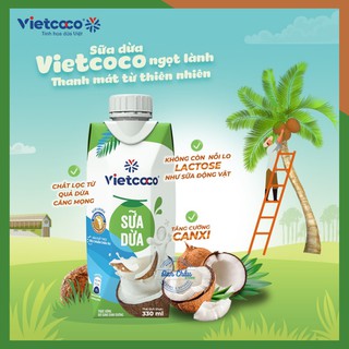 Sữa Dừa 🌴 VIETCOCO 🌴  Sữa Thực Vật 100% Nguyên Chất, Giàu Canxi, Tốt Cho Ăn Chay, Bệnh Tim Mạch, Thanh Nhiệt, Hộp 330ml