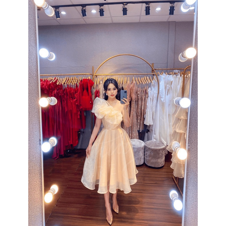ĐẦM XÒE NỮ THIẾT KẾ DỰ TIỆC VOAN KIẾNG HOA NGƯC KIỂU DÁNG ĐIỆU ĐÀ PU HHP FASHION