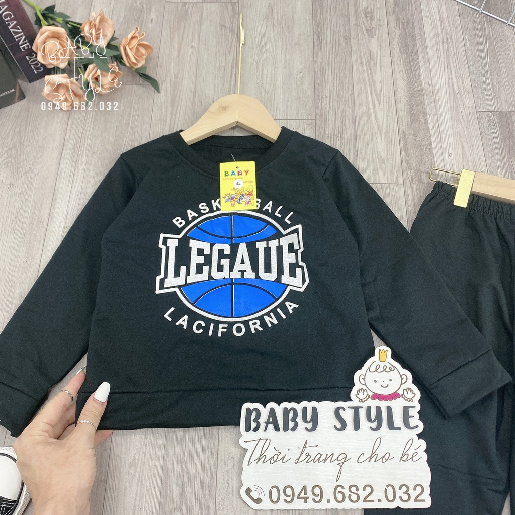 Bộ quần áo nỉ thu đông, Set đồ bộ &quot;LEGAUE&quot; 14-45kg cho bé trai 4-15 tuổi. Năng động, thoải mái. B45