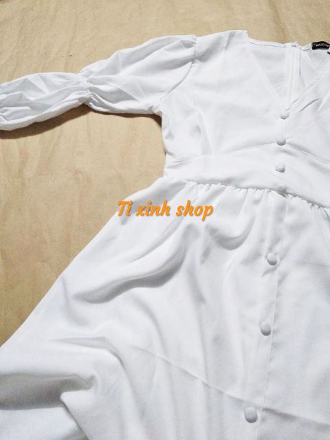 Đầm BabyDoll trắng tay bí (có ảnh thật)