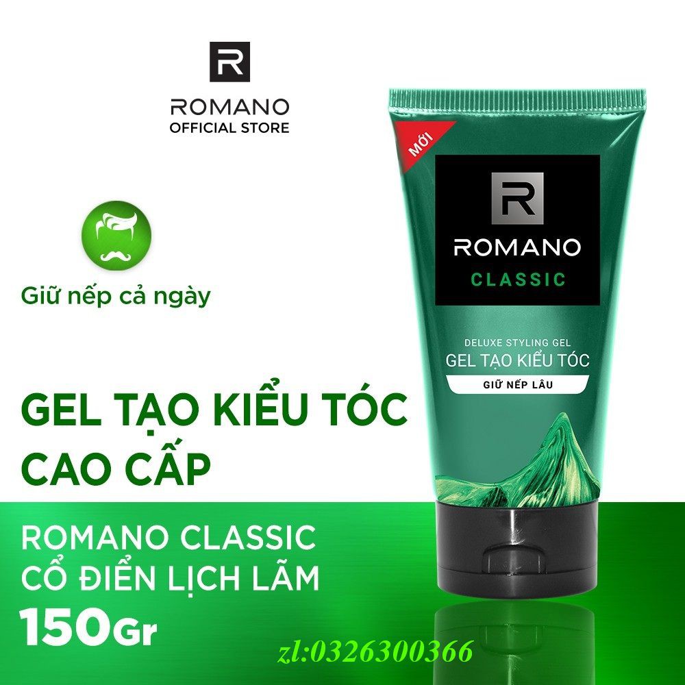 Gel Tạo Kiểu Tóc 150G Romano Classic Giữ Nếp Lâu Làm Mềm Tóc Chính Hãng.