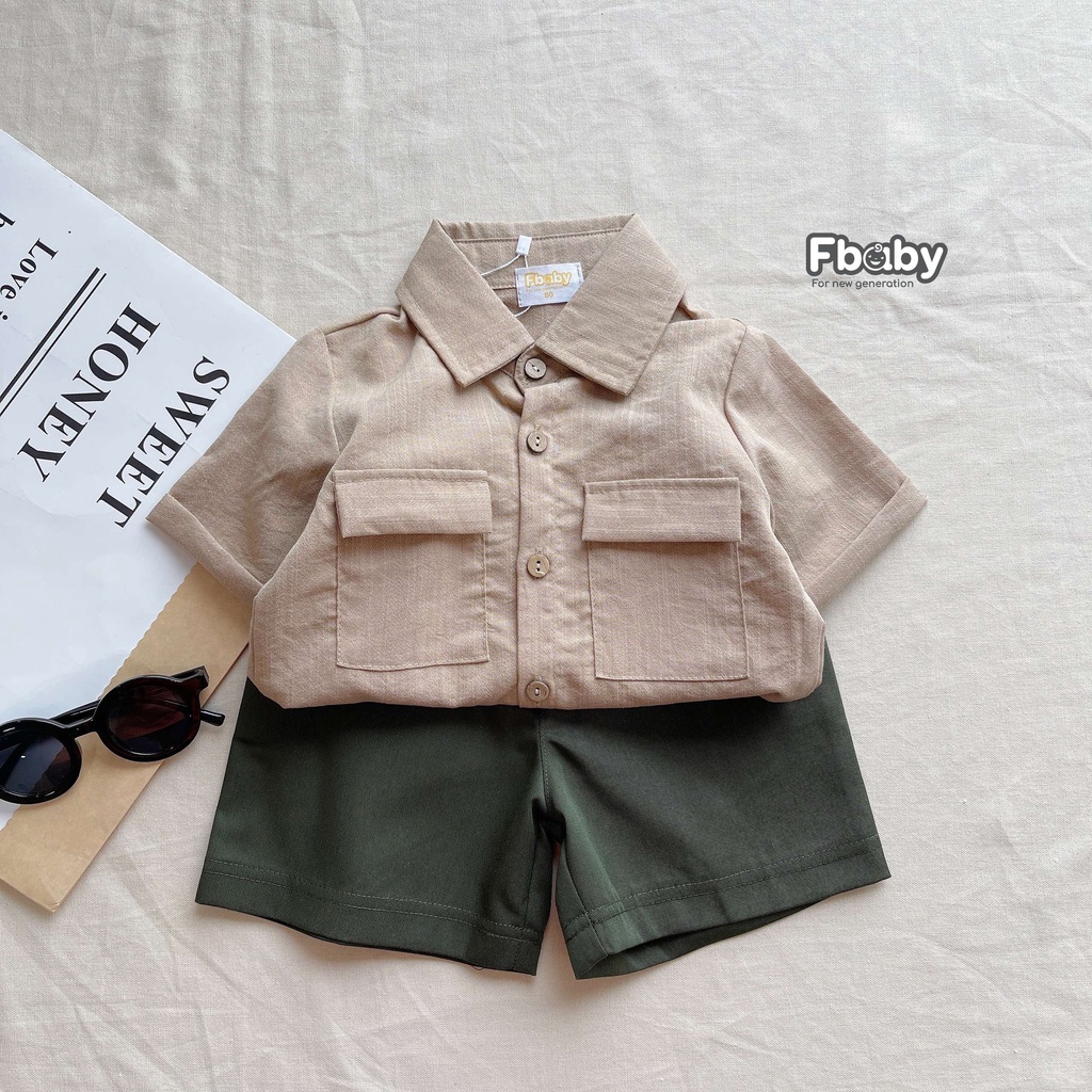 FBABY - Set Bộ Đũi Trơn Cao Cấp Cổ Sơ Mi Cho Bé Trai