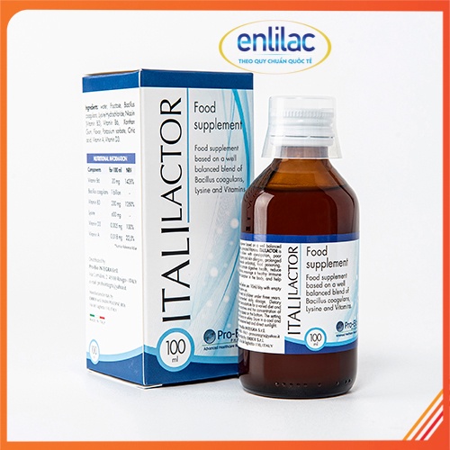 Siro Italilactor 100ml - Men vi sinh bổ sung lợi khuẩn đường ruột cải thiện táo bón chính hãng Italy