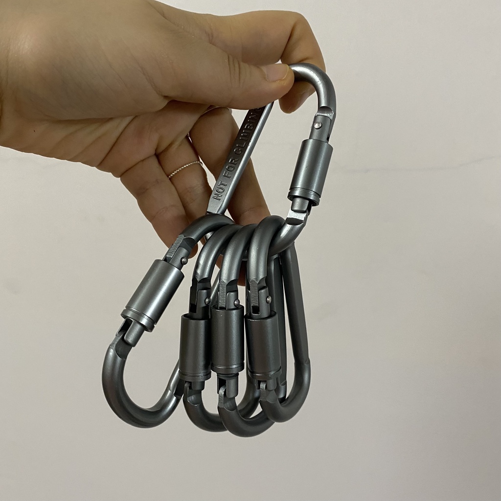 Bộ 6 móc khoá hợp kim nhôm chữ D dùng đi du lịch dã ngoại cắm trại khóa xoay dài 8cm BB9992- Billba Camping