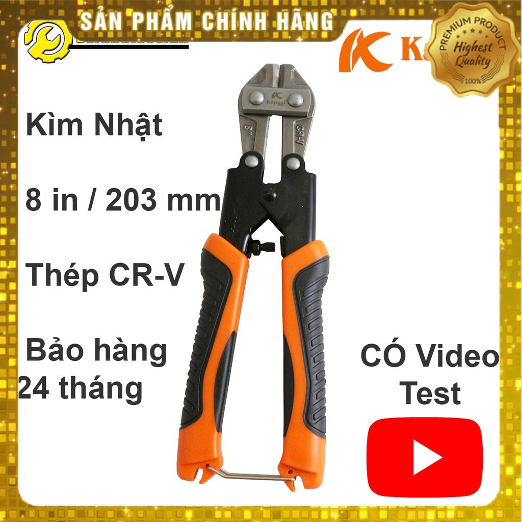 Kìm cộng lực Nhật Bản Kapusi 8 in cắt dây thép chuyên dụng - Bảo Hành 24 tháng 1 đổi 1 toàn quốc