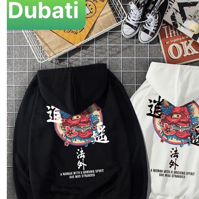 ÁO KHOÁC HOODIE MẶT QUỶ NGẬM KIẾM CHẤT VẢI NỈ DÀY MỊN PHONG CÁCH UNISEX- DUBATI FASHION