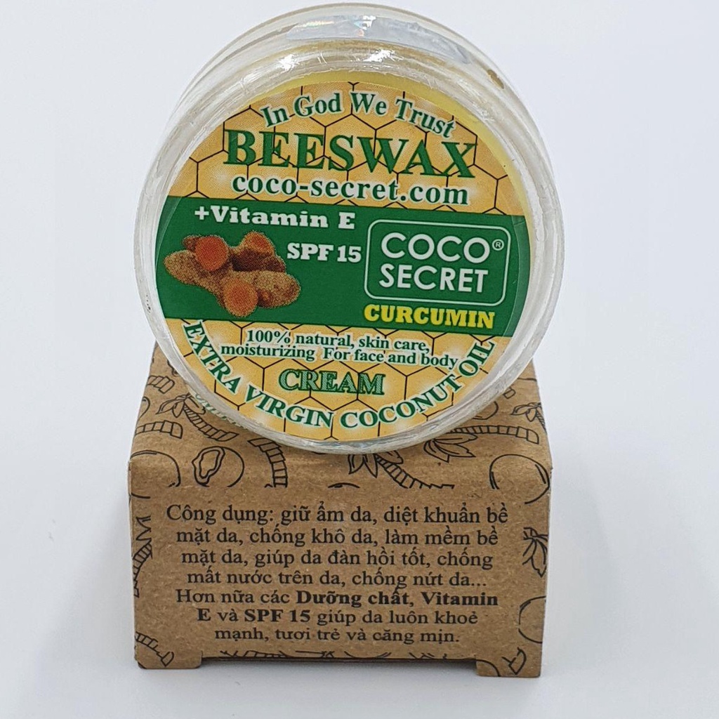 Kem dưỡng da tinh dầu dừa sáp ong tinh chất nghệ Coco Secret 20g, kem dưỡng da dầu dừa an toàn cho bà bầu