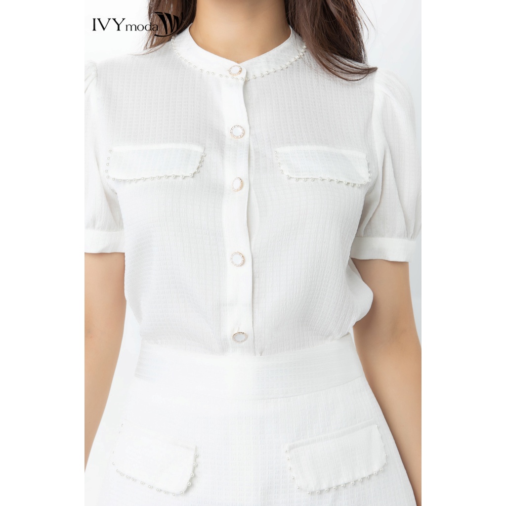 Bộ lụa dập áo kèm chân váy nữ IVY moda MS 16B9239