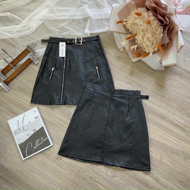 Chân váy da phối nút (bao chất hàng đẹp y hình) | BigBuy360 - bigbuy360.vn