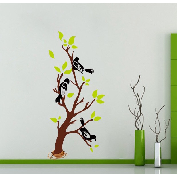 Decal trang trí tường - Nhánh cây nhỏ vành nhạt hiện đại