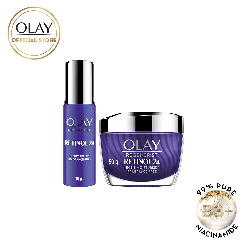 Combo 2 Tinh Chất Olay Chống Lão Hóa Retinol24 30ml Và Kem Vi Dưỡng Olay Regenerist Ban Đêm 50gr