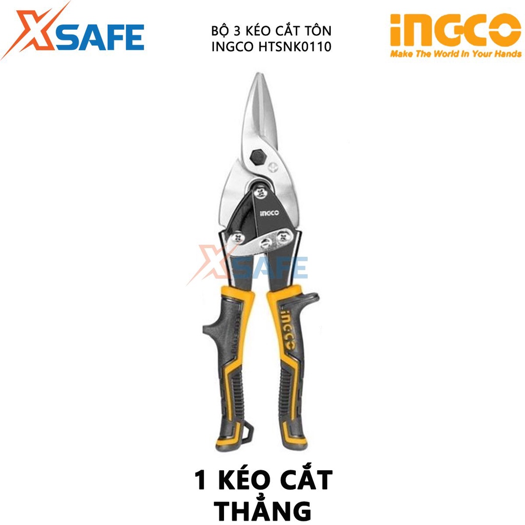 Bộ kéo cắt tôn INGCO HTSNK0110 3 chi tiết dài 250mm (10''), thép không gỉ độ cứng cao