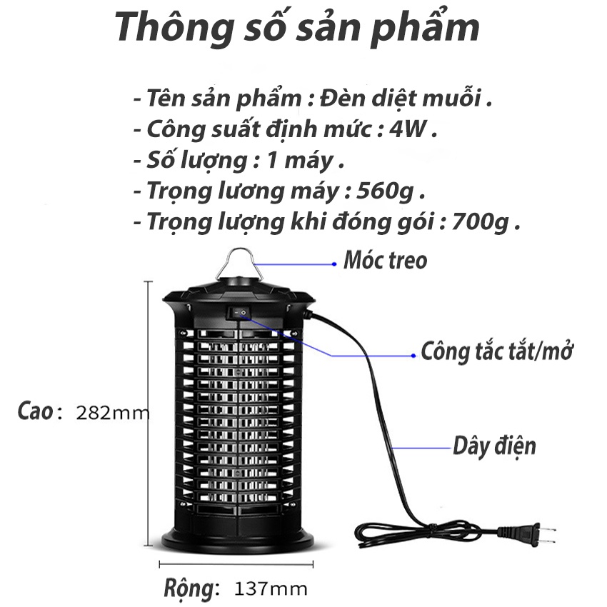 Đèn bắt muỗi, diệt côn trùng chuyên dụng SeaSy SS68 thiết kế tích hợp đèn ngủ, an toàn sử dụng