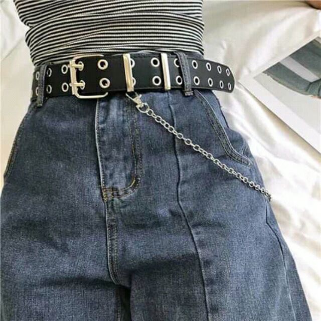 Dây nịt 2 hàng lỗ kèm dây xích