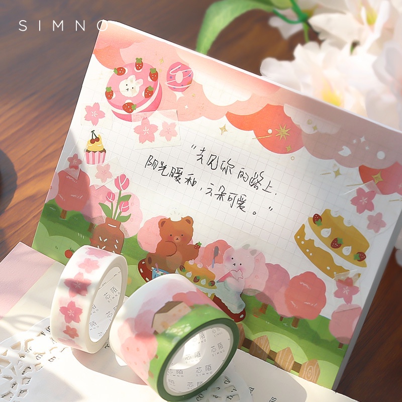 Set 2 Cuộn Băng Dính Washi Trang Trí Sổ Tay Nhật Ký