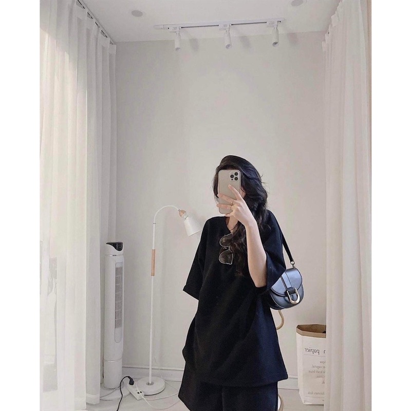 Bộ thun trơn Xốp Tay lỡ Nữ🍀Set đồ mặc hè form rộng quần short kèm áo cá tính Ulzzang 🌸 Chất mát dày dặn