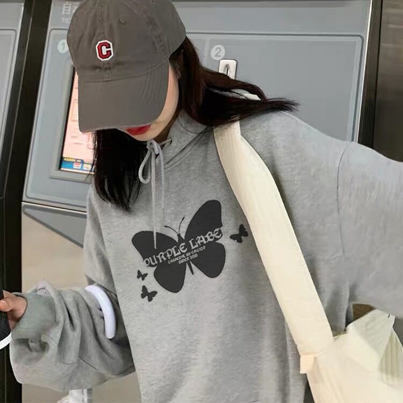 Áo Khoác Hoodie Tay Dài Vải Nhung Dày Dáng Rộng Phong Cách Hàn Quốc Thời Trang Mùa Đông 2022