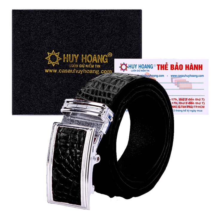 Thắt lưng nam da cá sấu nguyên con bụng 4P màu đen, nâu đỏ, nâu đất, vàng bò HP4748-49-50-51