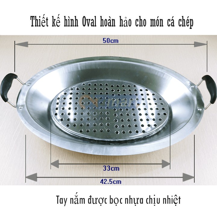 Khay cá chép om dưa CHIAN - Inox Cao cấp có kèm khay chống khê (cháy) - Hàng nguyên khối - Giao nhanh - Đổi mới dễ dàng