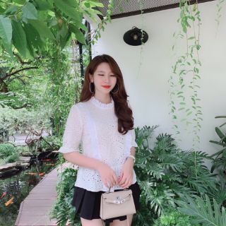 Áo sơ mi thô ren tay lỡ