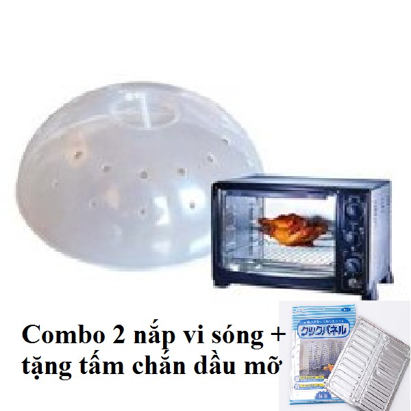 Combo 2 nắp vi sóng + tặng tấm chắn dầu mỡ cho nhà bếp