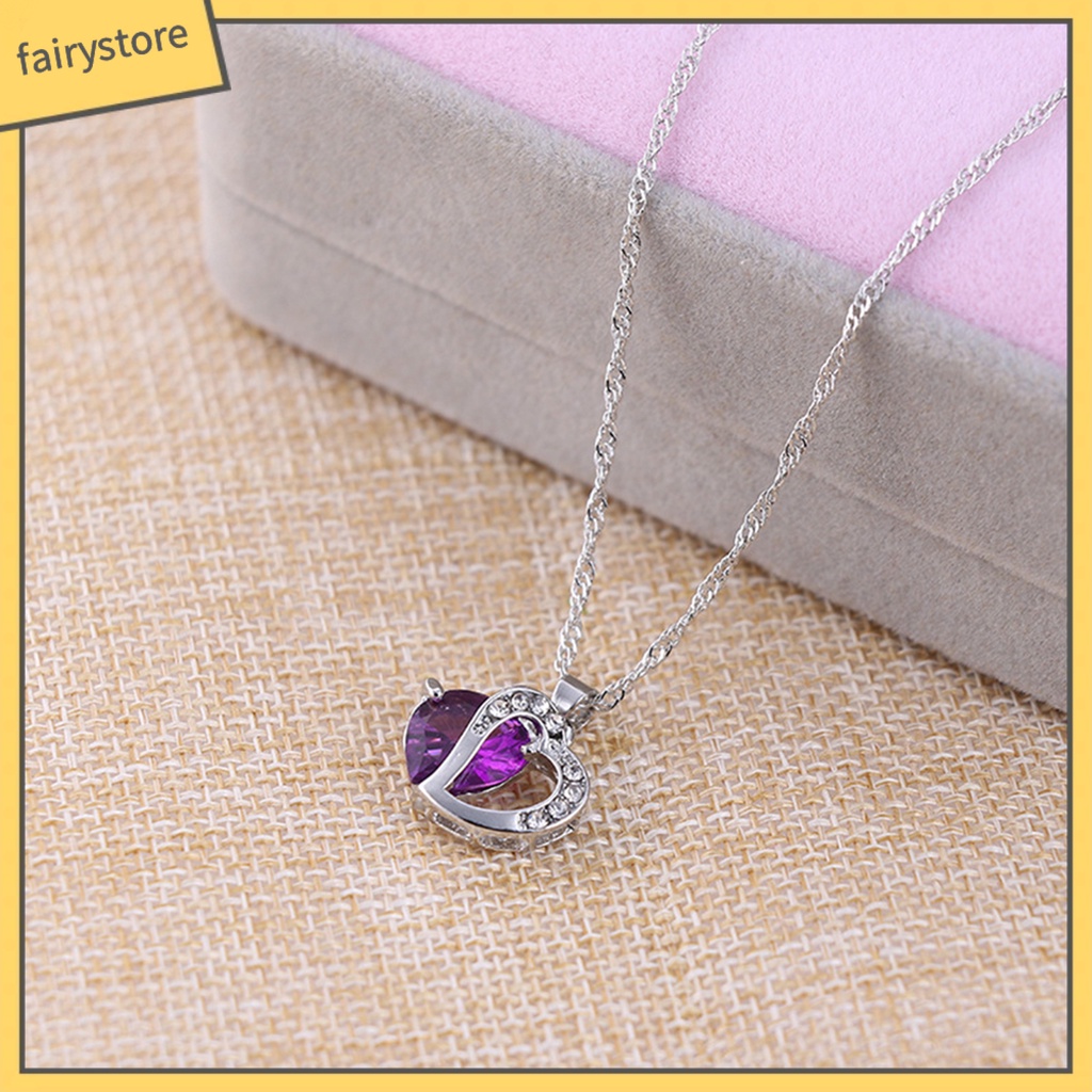 Dây Chuyền Mặt Trái Tim Đính Đá Zircon Thời Trang Cho Nữ