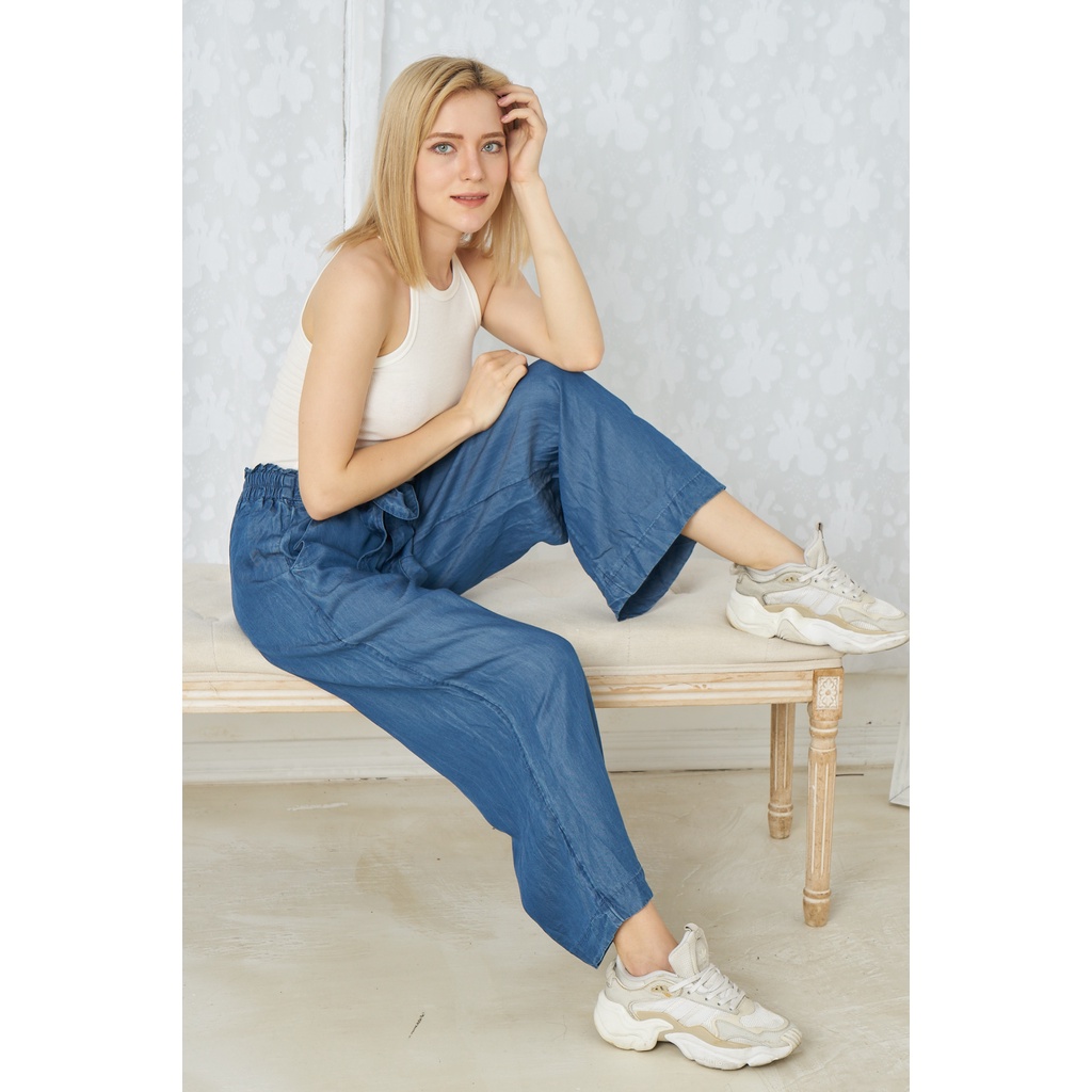 Quần ống rộng denim xuất khẩu có big size